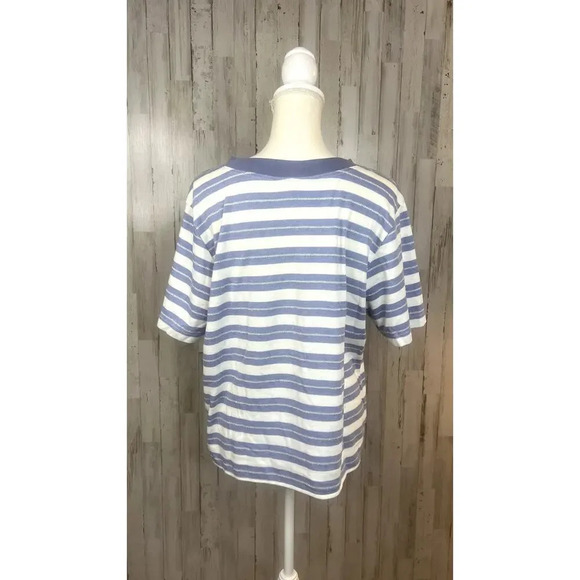 Vintage Pan-Z Men's Blue White Striped Short Sleeve Button-Up Shirt Size Medium - Picture 3 of 5